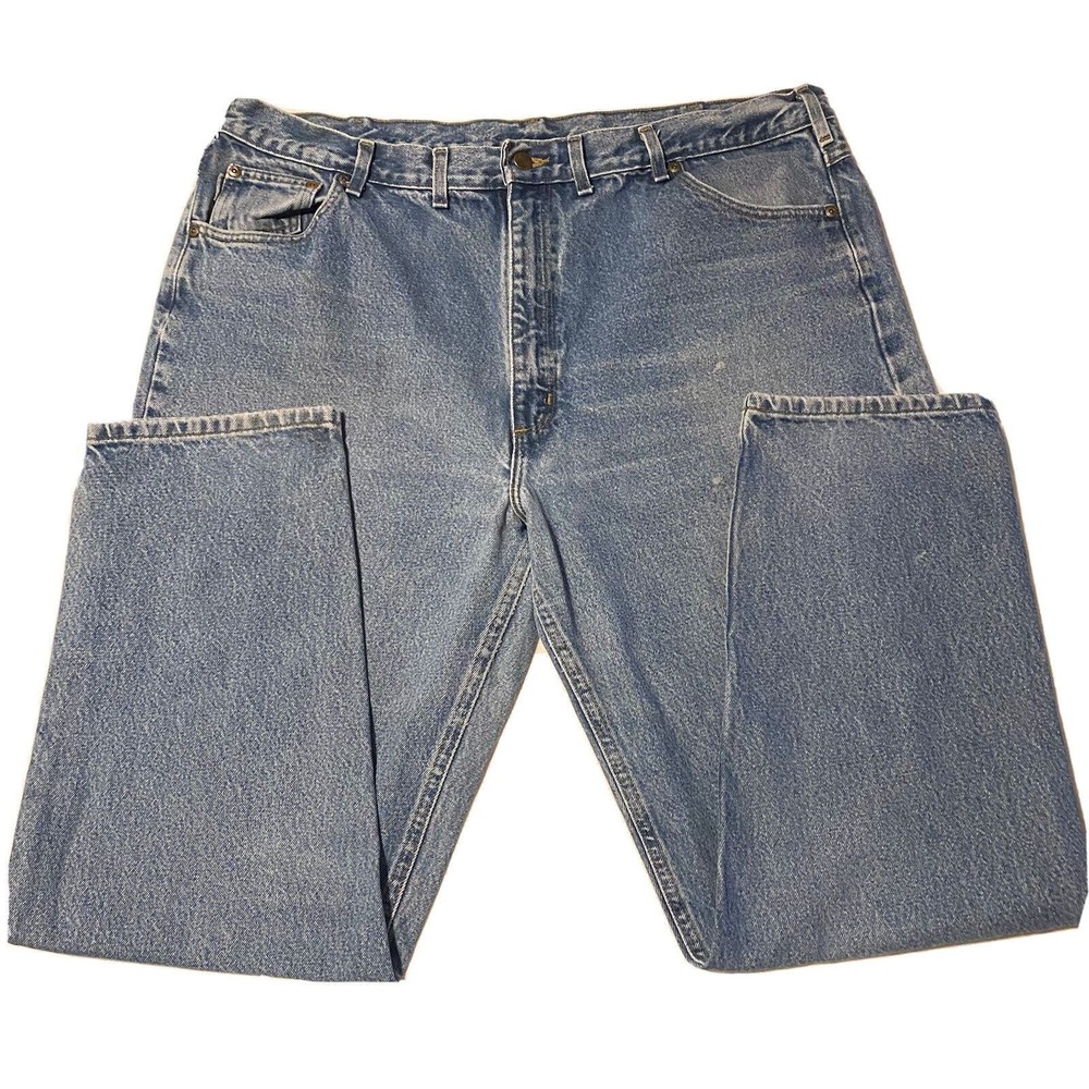 Carhartt Blue Cotton Men's Denim Jeans Pants big & Tall size 44x34 Actual 42x33